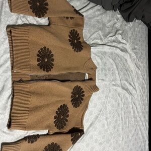 Sandro Brown Floral Sweater